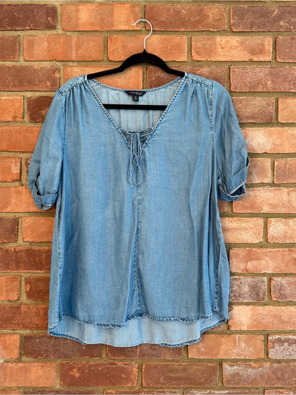 Lucky Brand Chambray Short-Sleeve Blouse